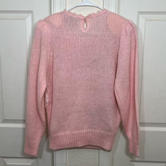Vintage Dana Ashley 80’s Soft Pink Lace and Pearl Embellished Sweater Size S - Picture 2 of 13